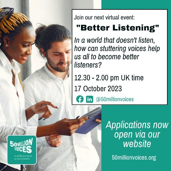 Better listening event - 17th October 12.30-2pm BST